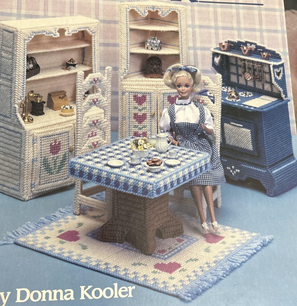 Vtg Rare American Sch. of Ndlwrk Fashion Doll Country Kitchen Needlept Bk 3083