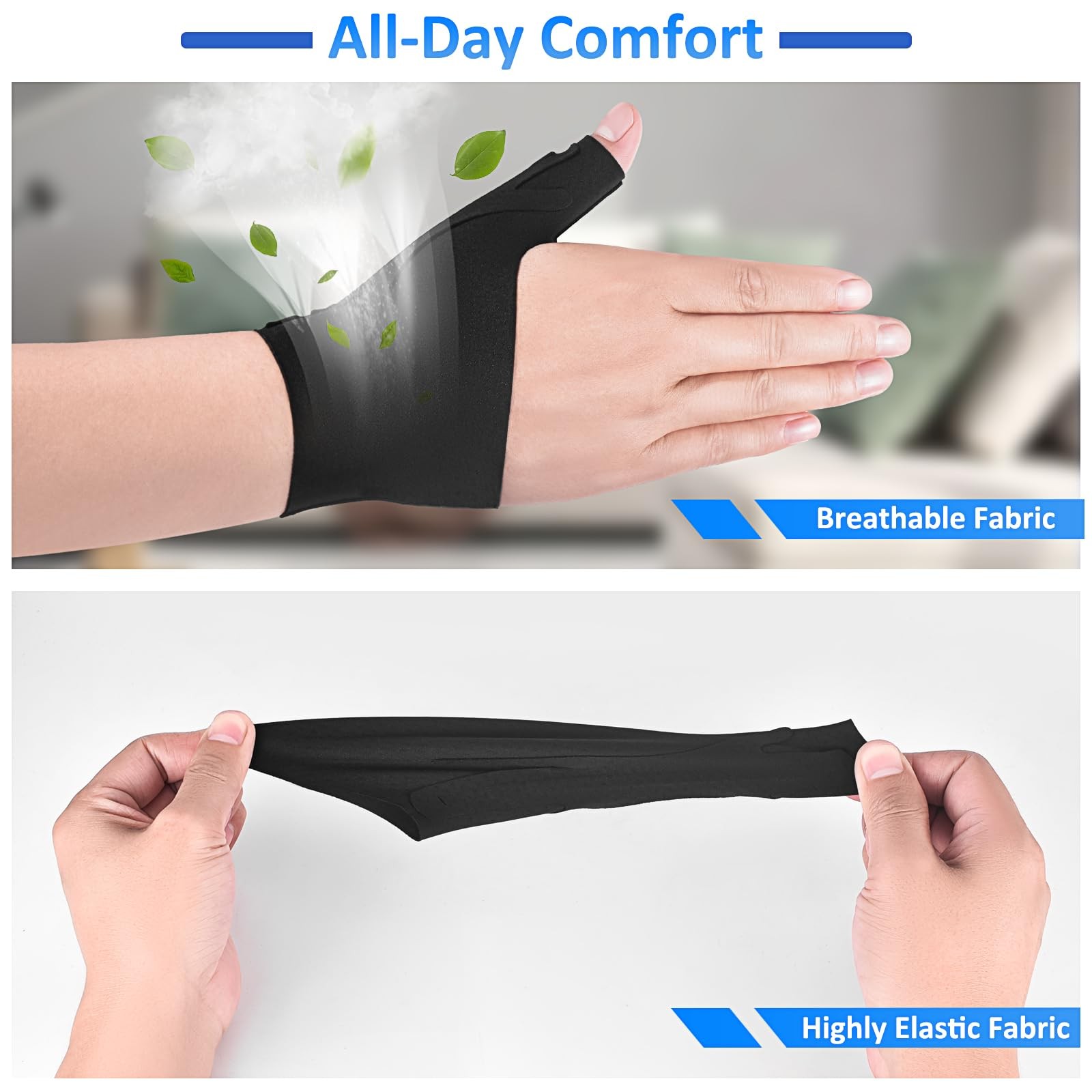 Thumb Wrist Brace Copper Compression Stabilizer Support Medium, Black