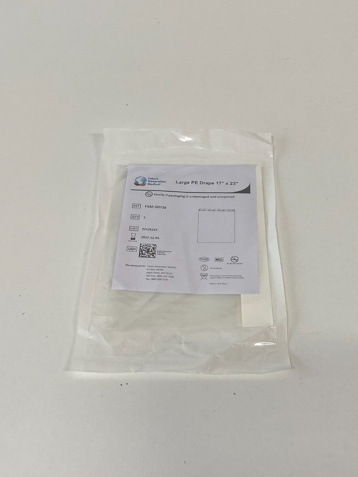 Lot of 3 Future Medical Large PE Drape FGM-D0726 Exp.2027-12  (*H56/EE7/J1)