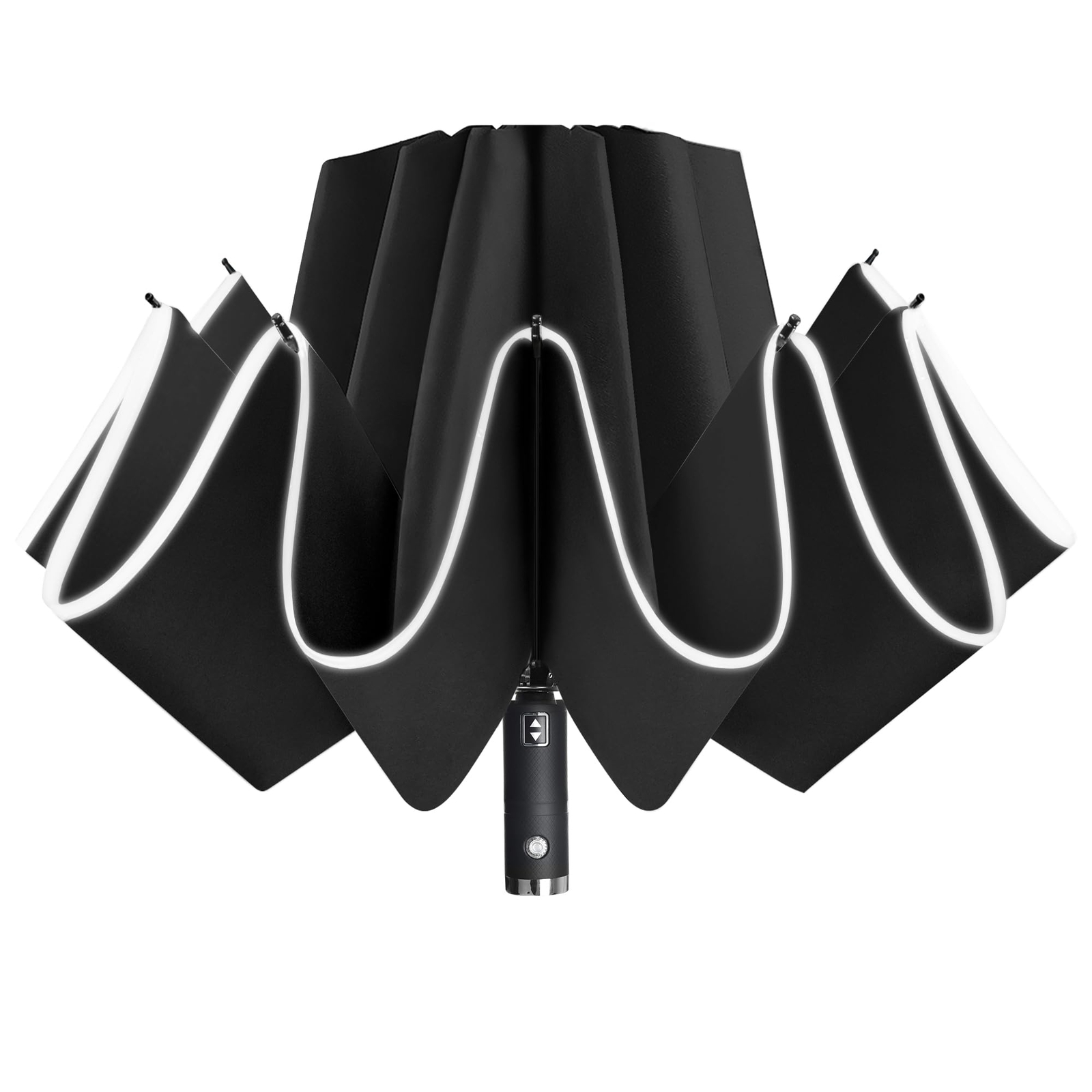 Folding Reverse LED Umbrella - Upside Down Reflective Umbrellas Compact Inverted