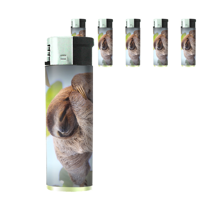 Cute Sloth Images D8 Lighters Set of 5 Electronic Refillable Butane