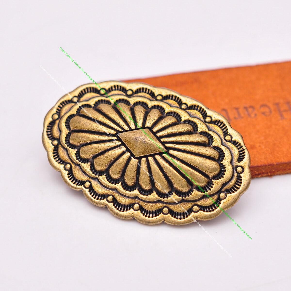 6X Southeast Traditional Tribal Floral Carved Leathercraft Belt Concho Screwback