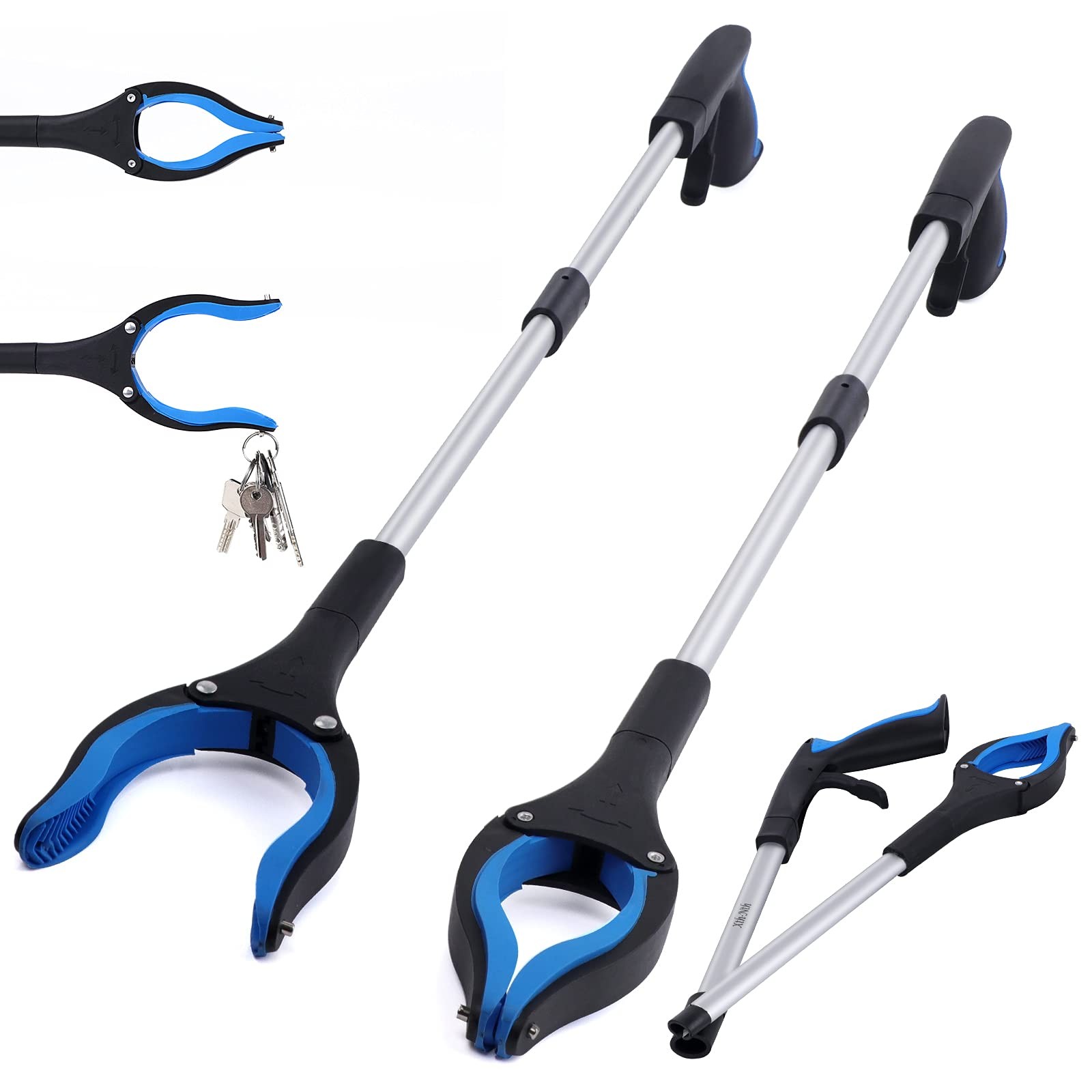 2-Pack Grabber Reacher Tool, 32 Inch Extra Long Steel Foldable Pick Up Stick ...