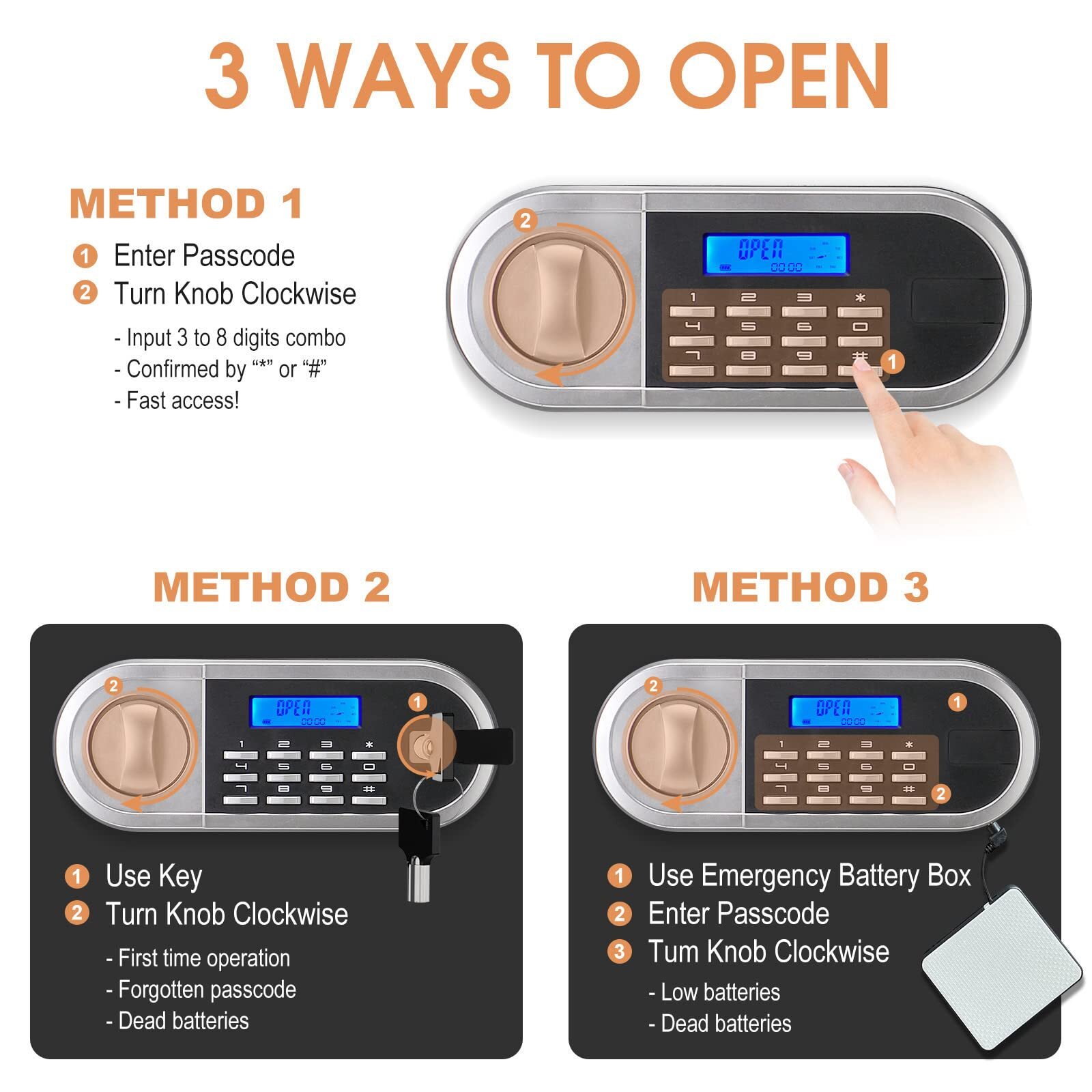 Fireproof 2.8 Cuft Home Safe Box with Digital Keypad & Removable Shelf