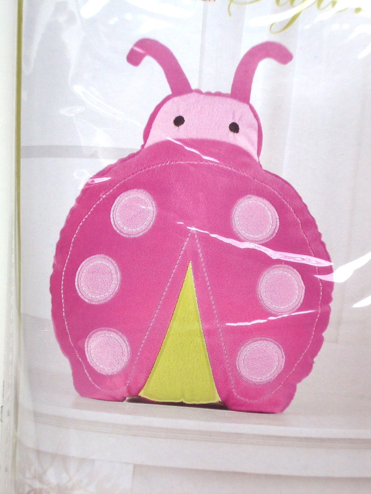 Children's Child Pillow Case Pink Lady Bug Ladybug W/ Antenna's, NEW