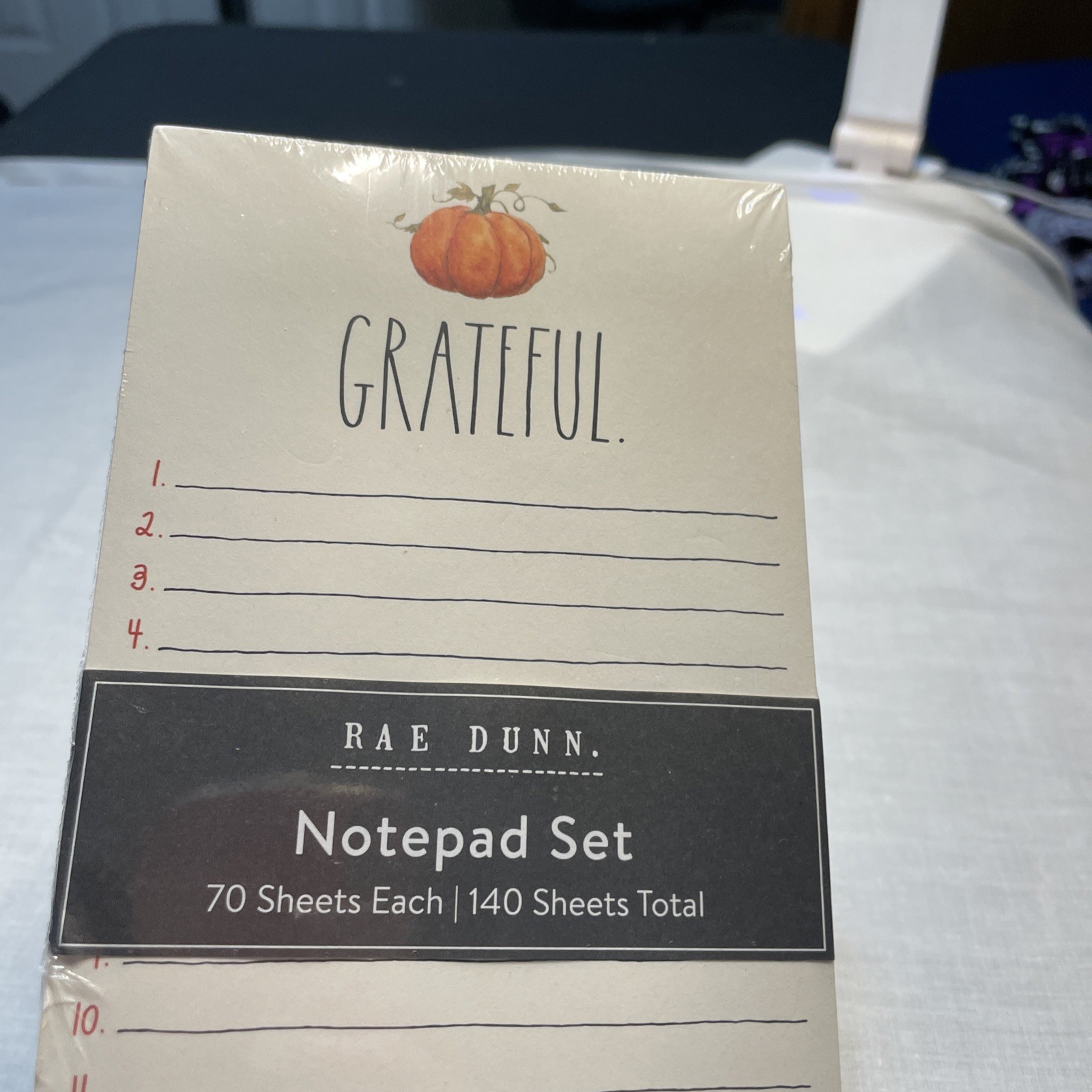 Rae Dunn Grateful./Thankful. Notepad Set Pumpkin New