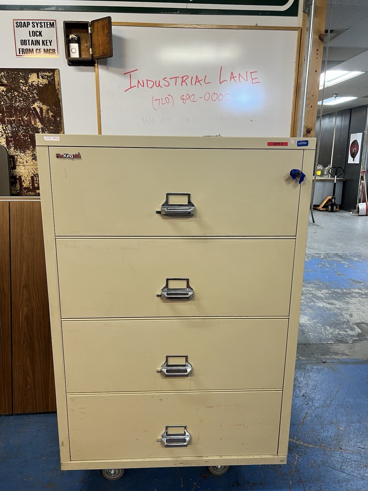 FireKing Fire Resistant 1-Hour Protection Filing Cabinet Great Condition w/ Key