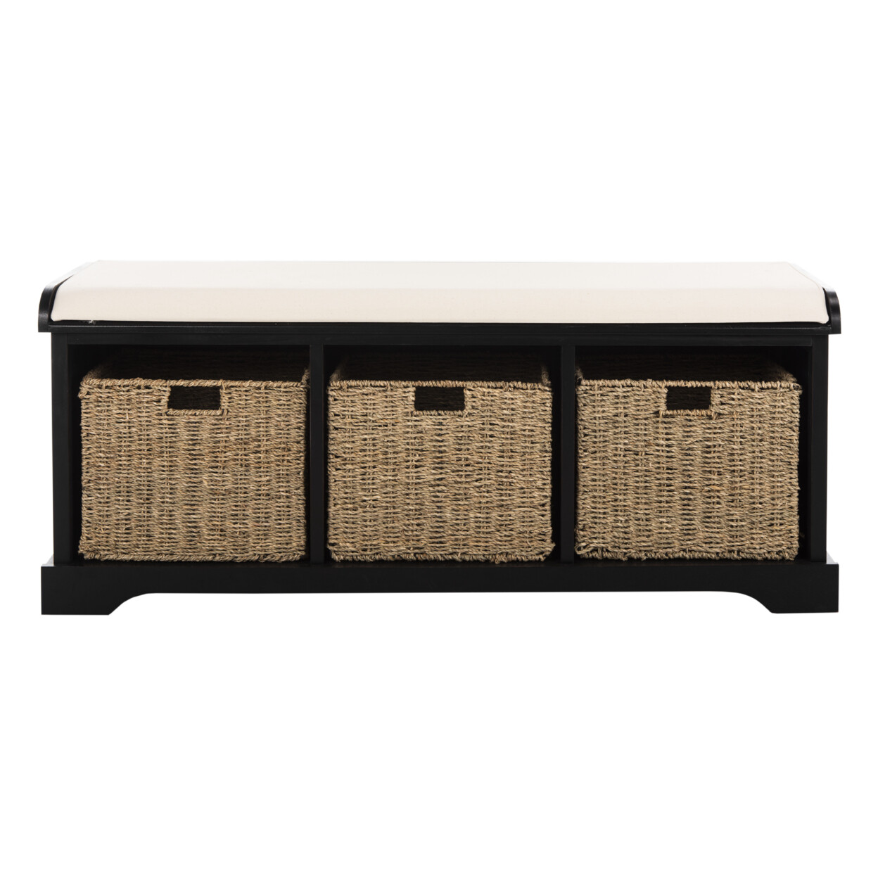 SAFAVIEH Lonan Wicker Storage Bench | Black |