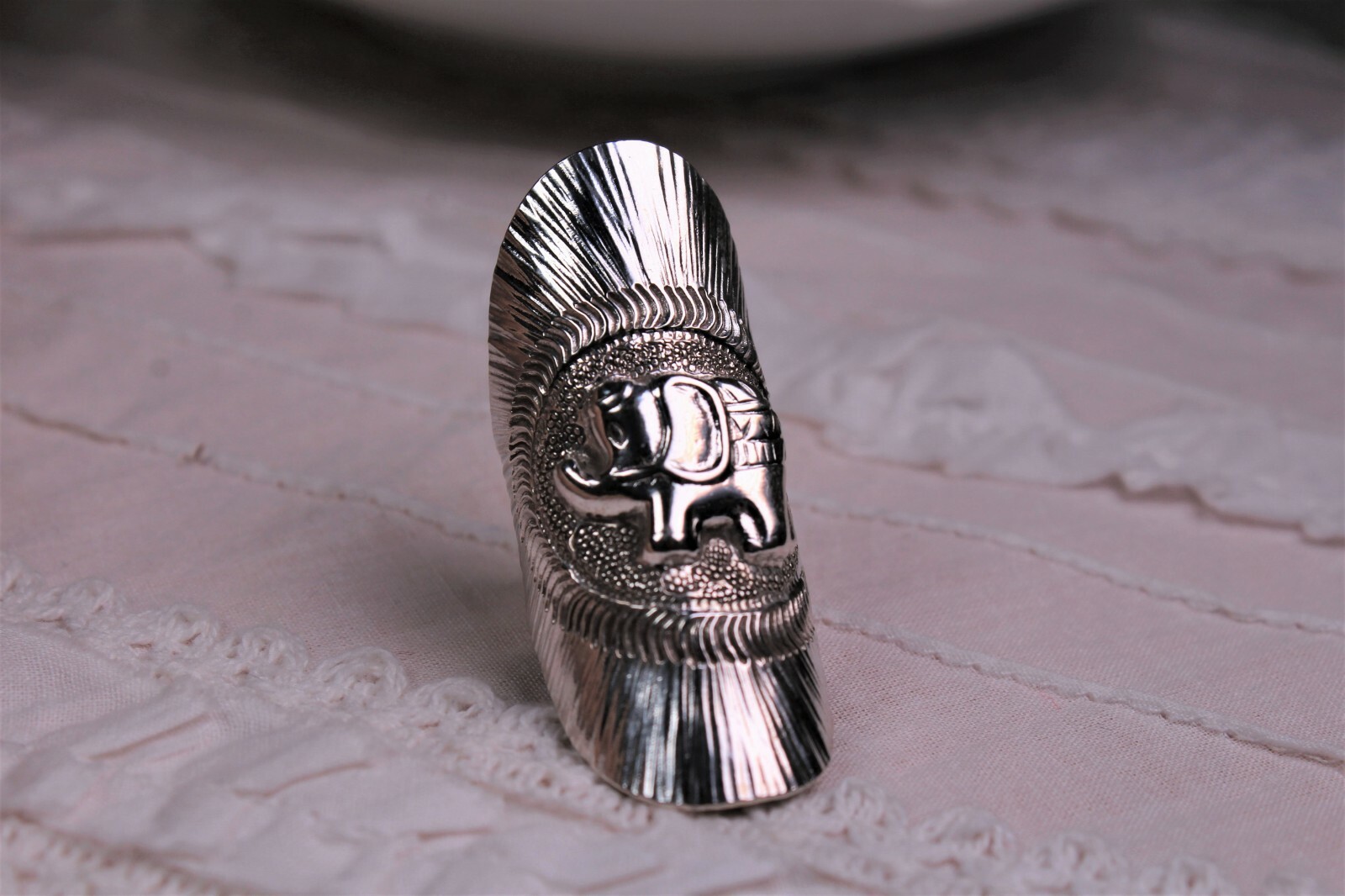 Sterling Silver Elephant Ring Grand Ornate Extra Large Boho Statement Piece