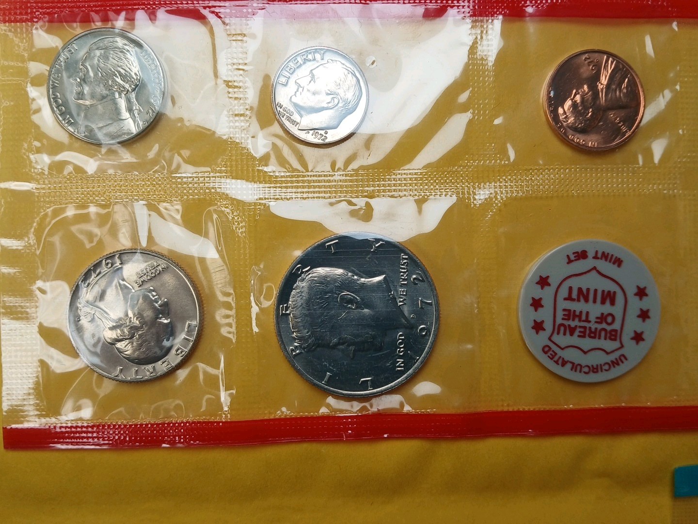 1972 US Mint Uncirculated 11-Coin P&D Set with Original Envelope