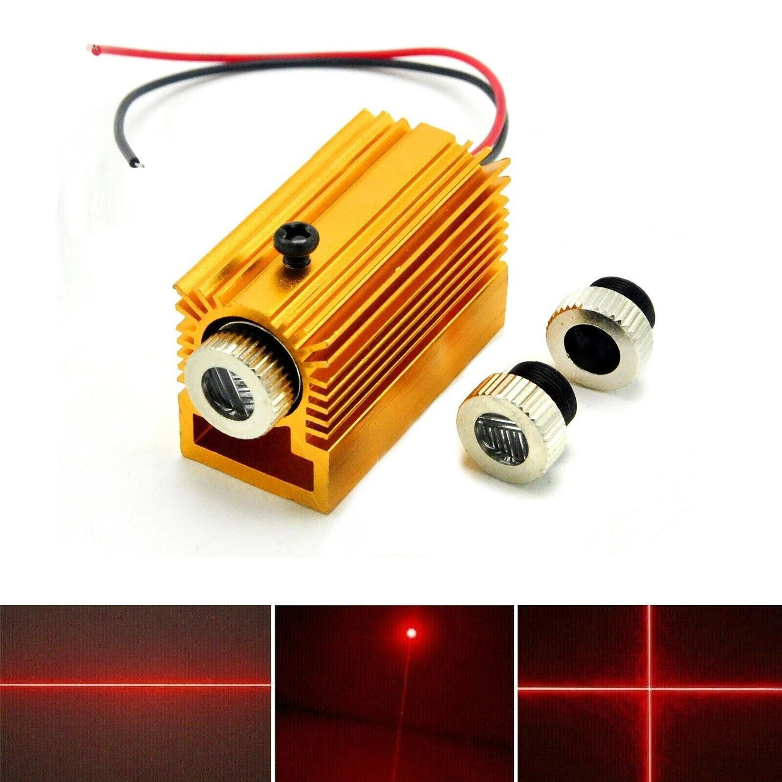 12x45mm Dot/Line/Cross Focusable 200mW 650nm Red Laser Diode Module w/ Heatsink