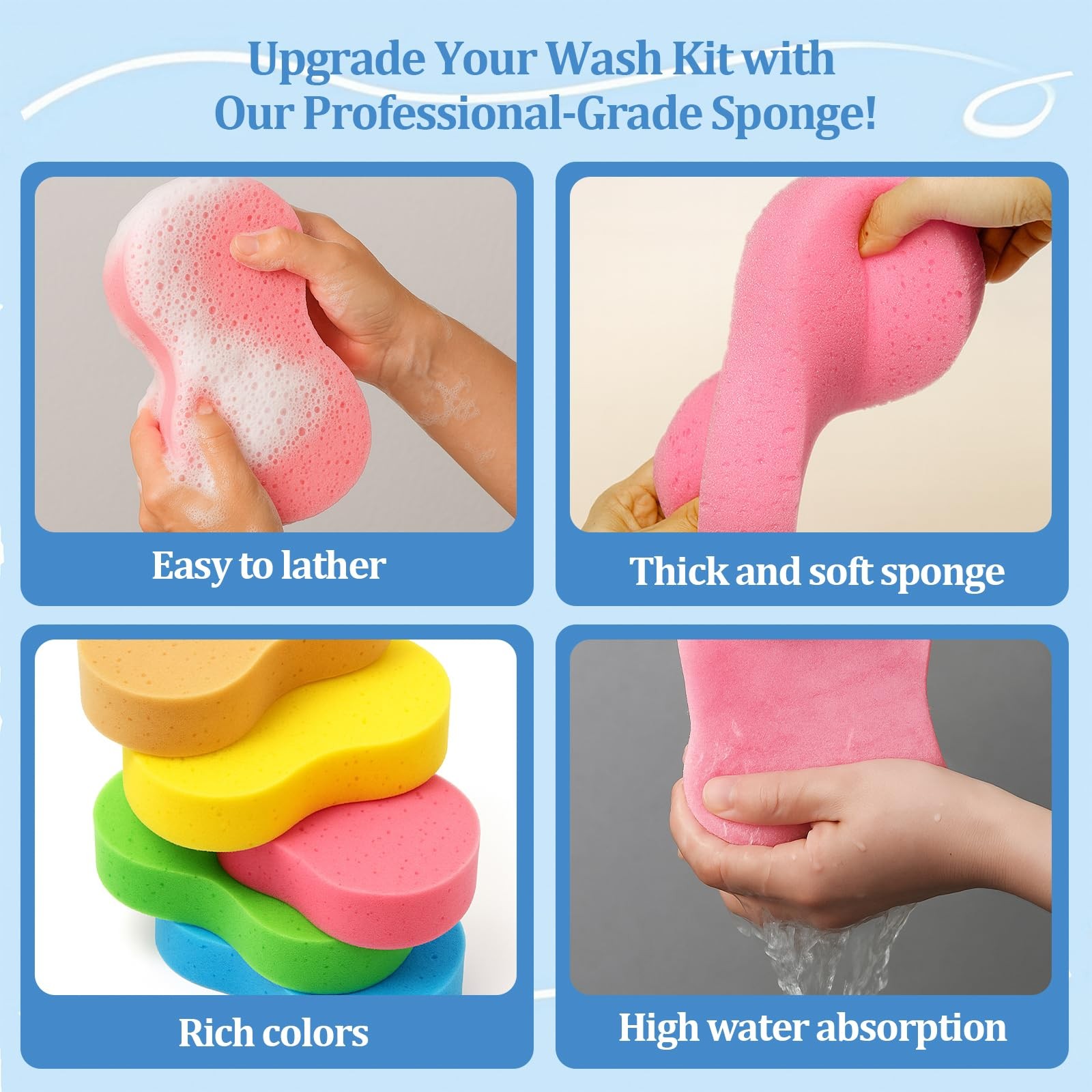 10 Pack Large Car Wash Sponges Non-Scratch Sponges for Auto, Truck, RV, Boat ...