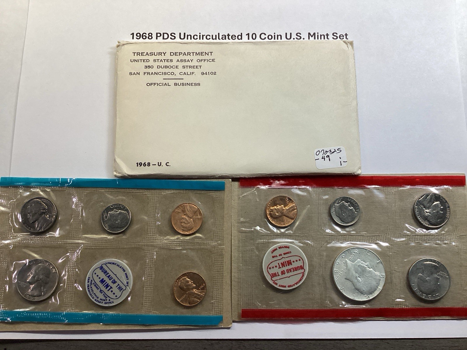 1968 PDS US Mint Uncirculated 10 Coin Set in Original Packaging 072325 49i