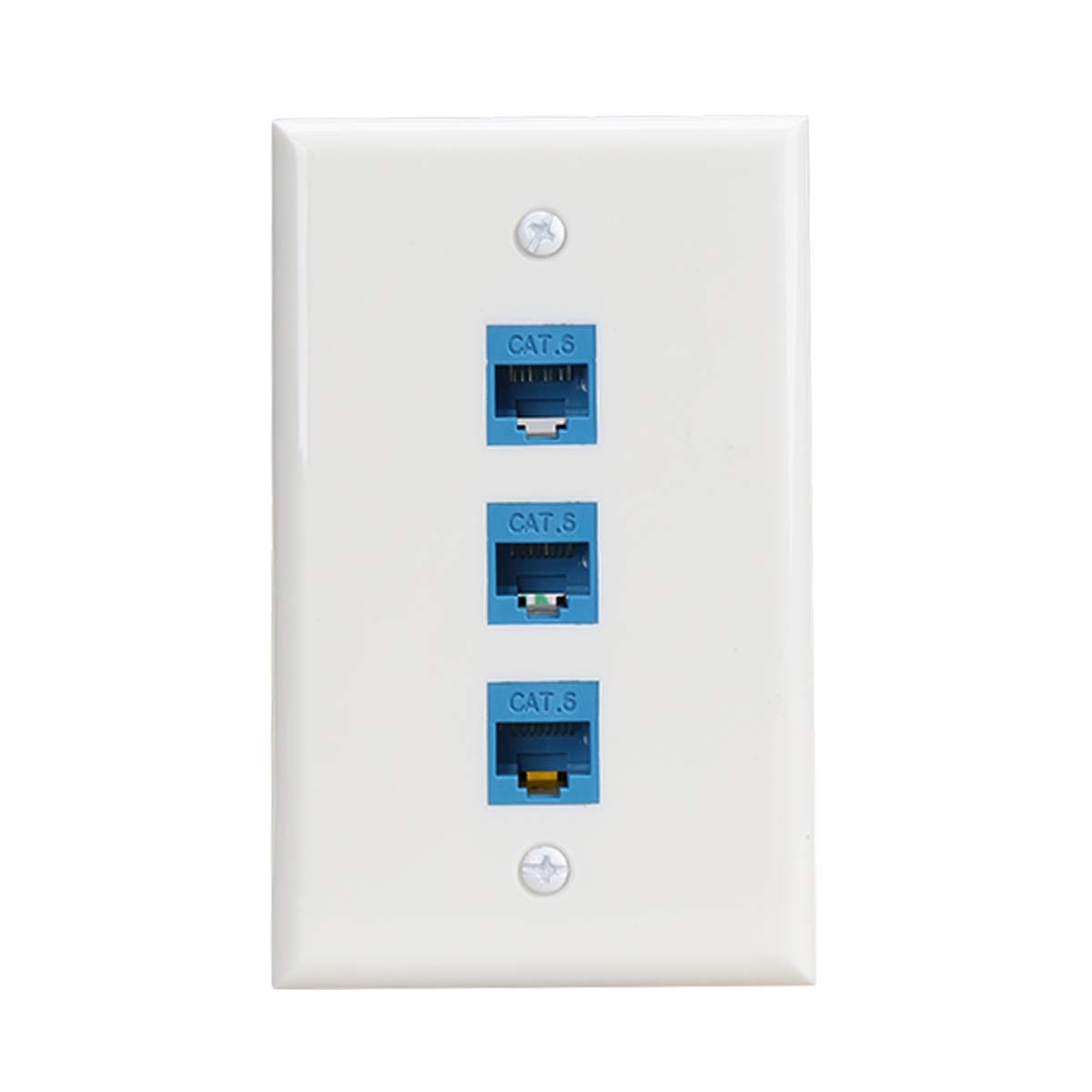 3 Port Ethernet Wall Plate,Cat 6 Wall Plate FemaleFemale Compatible with Cat6...