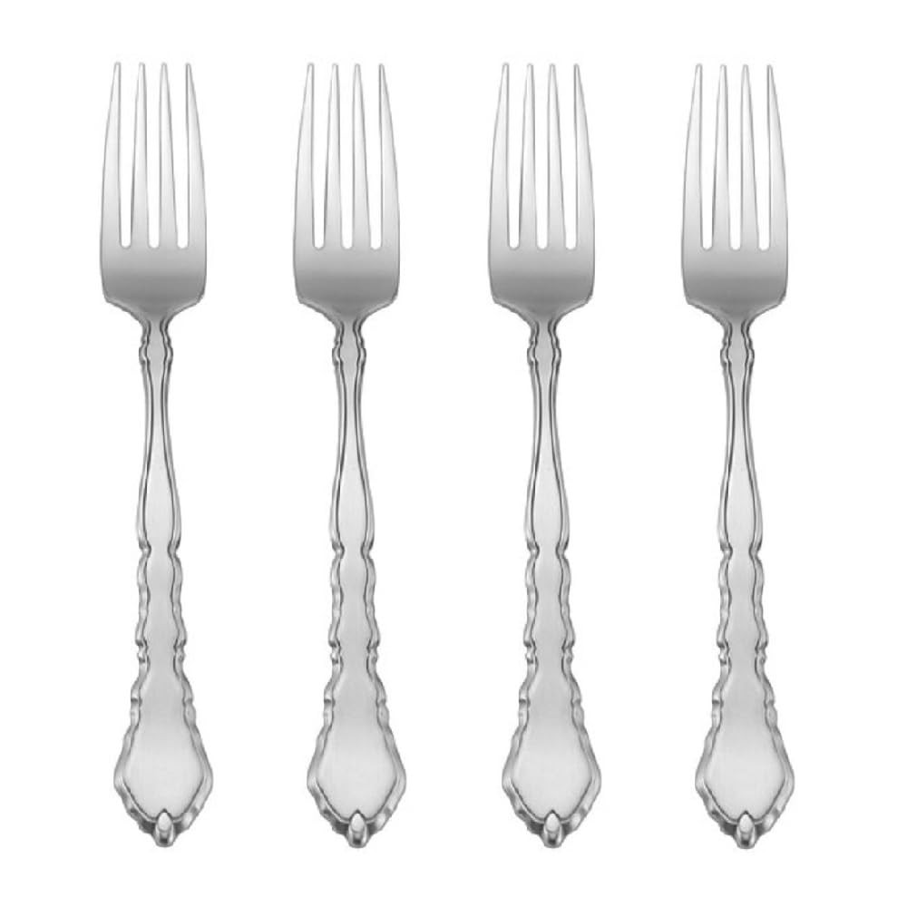 Oneida Satinique Set of 4 Dinner Forks 7.3750, Silver