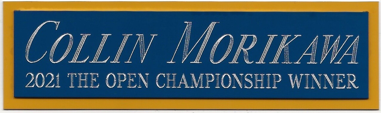 2021 OPEN COLLIN MORIKAWA NAMEPLATE FOR AUTOGRAPHED Signed PGA GOLF PHOTO FLAG