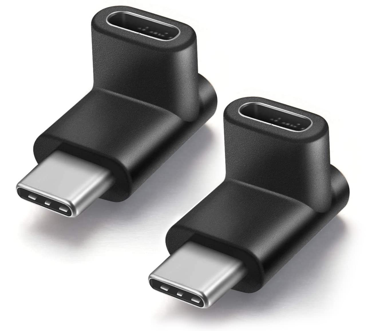 URWOOW Right Angle Type C USB 3.1 Adapter Extension 90 Degree 2 pack, black