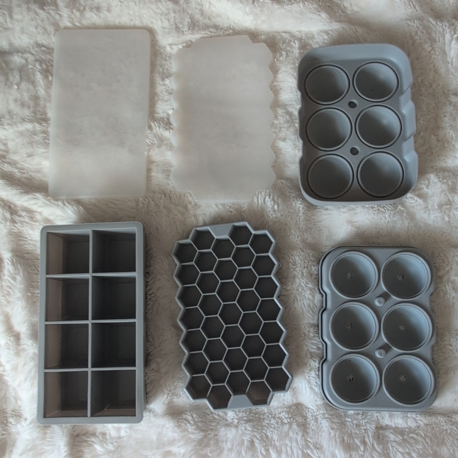 Assorted Silicone Stackable Ice Cube Trays and molds Red and Gray
