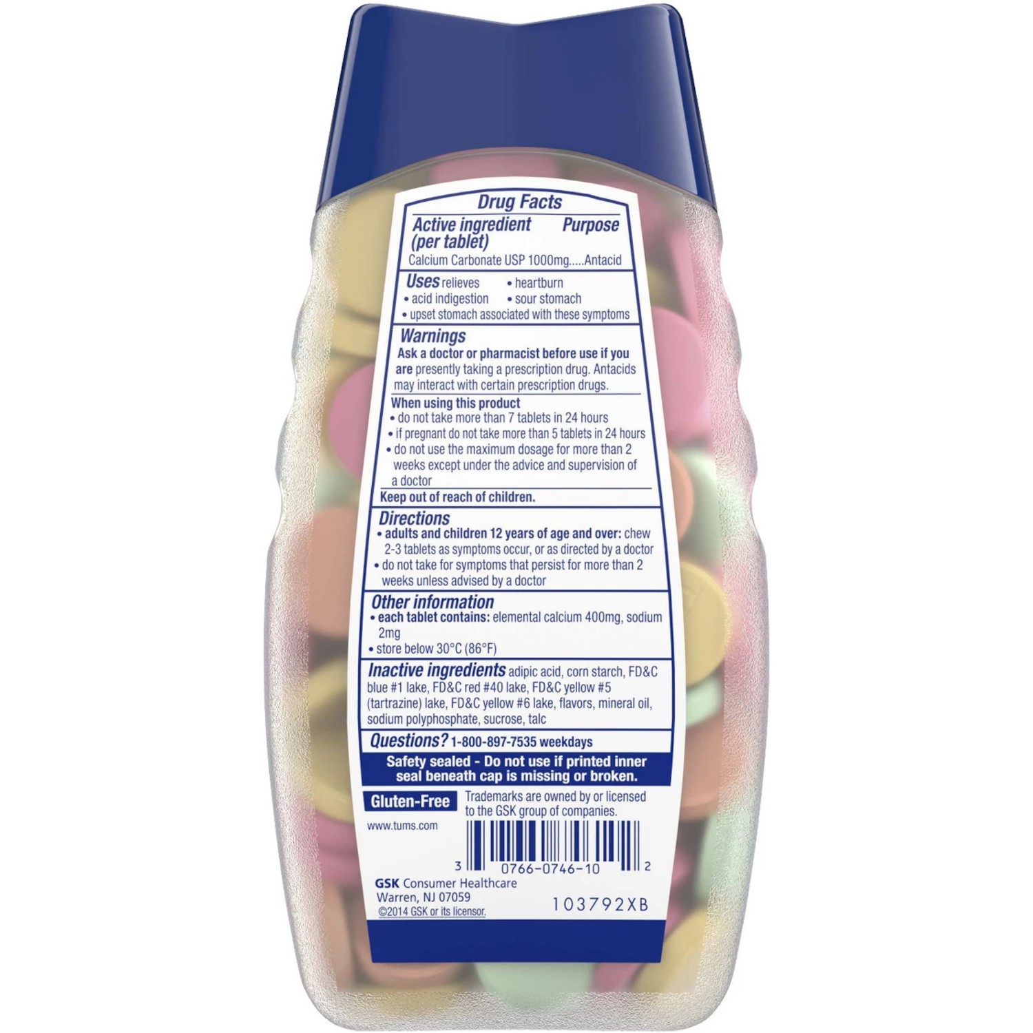 Tums Antacid Calcium Ultra Strength 1000 Assorted Fruit 160 Tablets Each