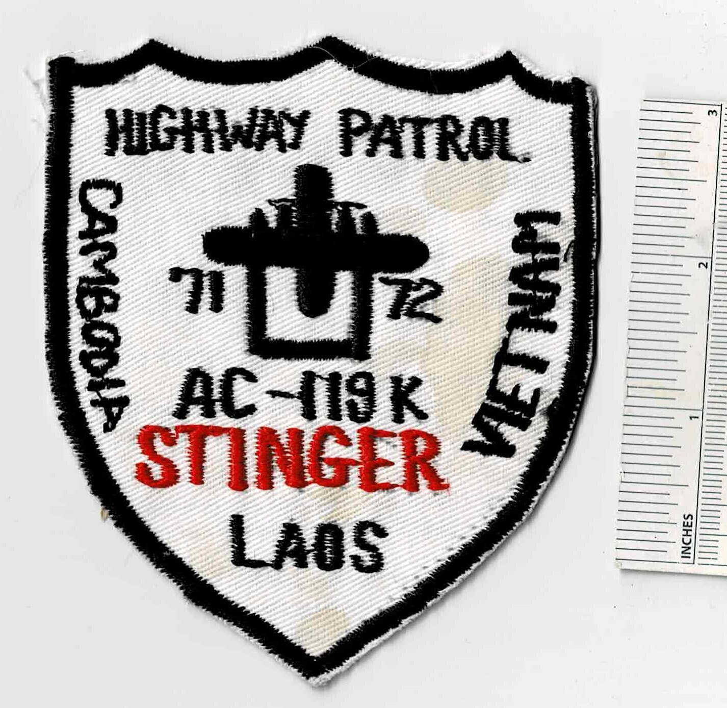 Vietnam War Highway Patrol STINGER GUNSHIP AC-119 K USAF 1971 - 1972 US Patch