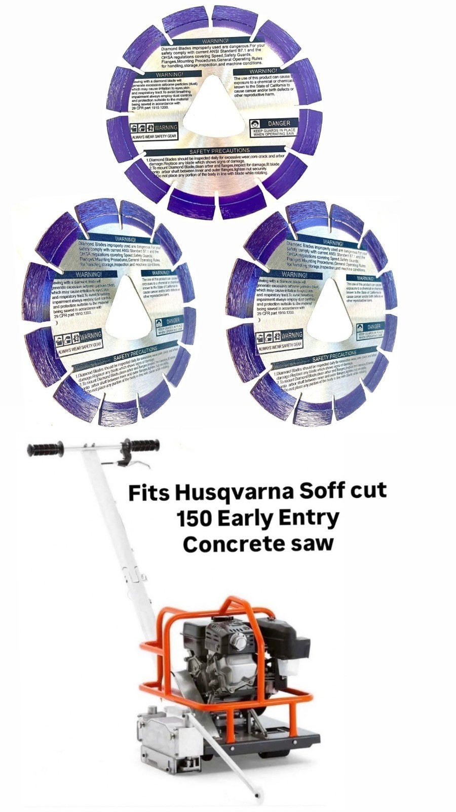6'' Purple early entry green concrete diamond blade Husqvarna Soff-Cut 150 (3pk)