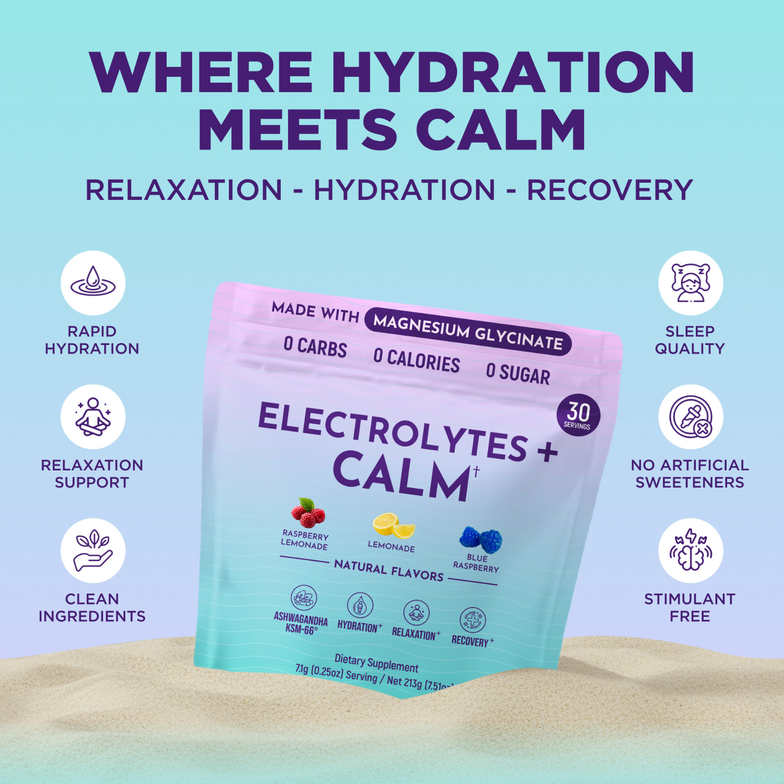 Keto Vitals Calm Magnesium Powder Packets Plus Electrolytes