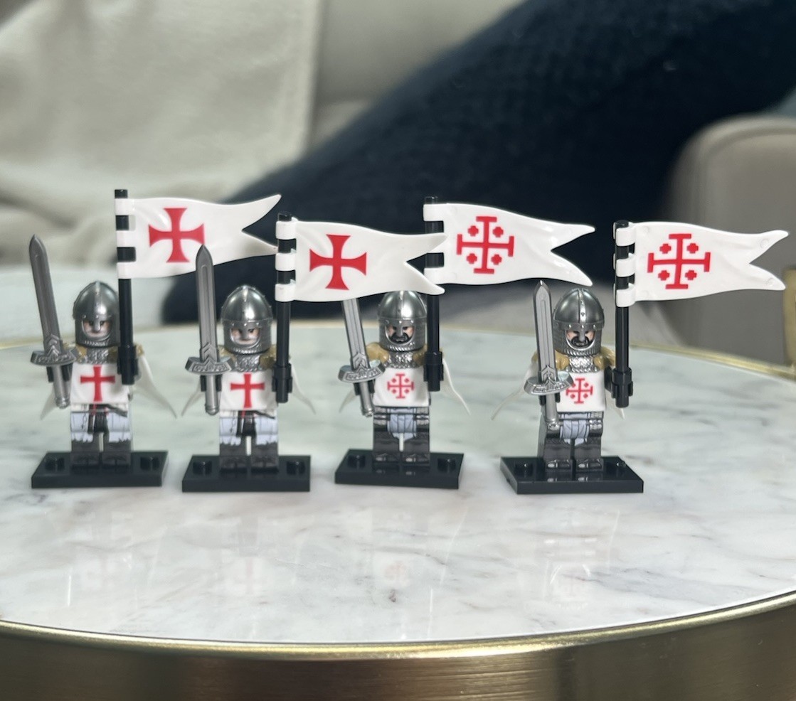 Lego x4 England Templar Knight Custom Printed Minifigure Lot Castle