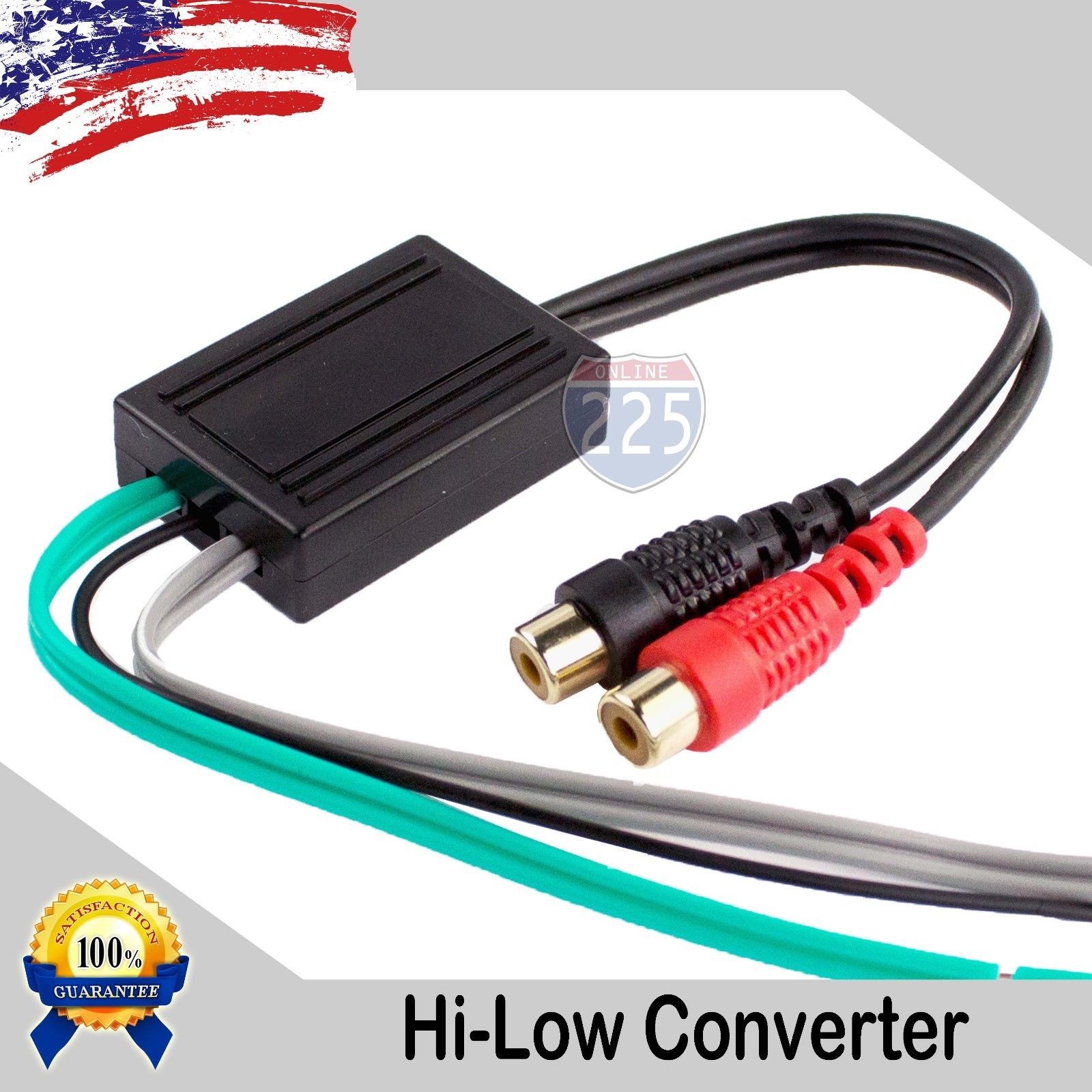 2x High to Low Compact Line Output Converter 2-Channel Speaker Wire to Gold RCA