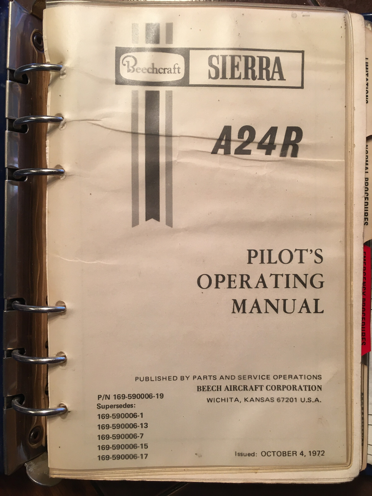 Beechcraft Sierra A24R Pilot's Operating Manual