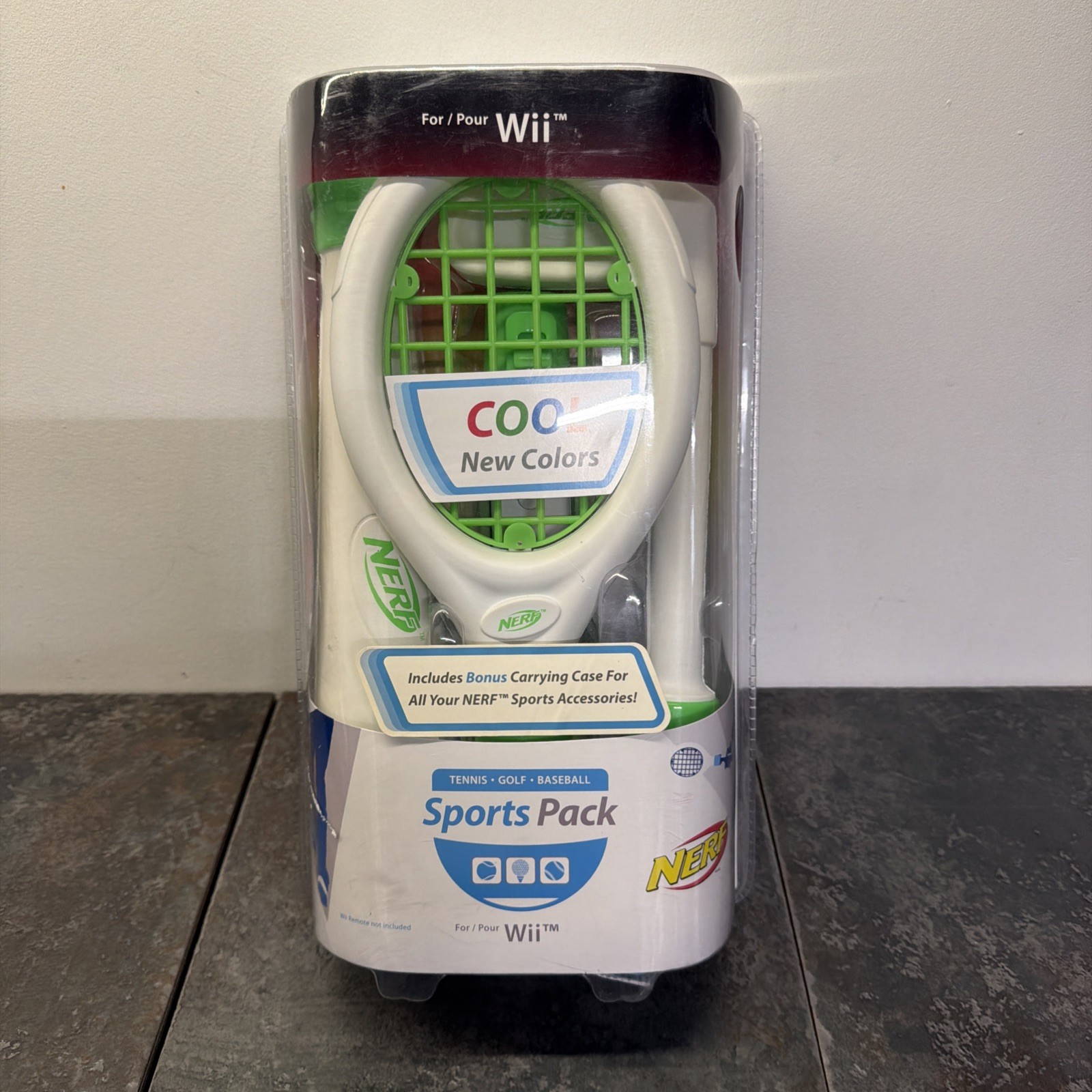 NINTENDO Wii SPORTS PACK by NERF (Tennis-Golf-Baseball) Green Brand New Sealed