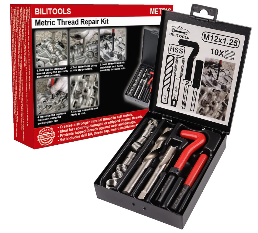 M12x1.25 Thread Repair Kit, HSS Drill Helicoil Repair Kit Metric