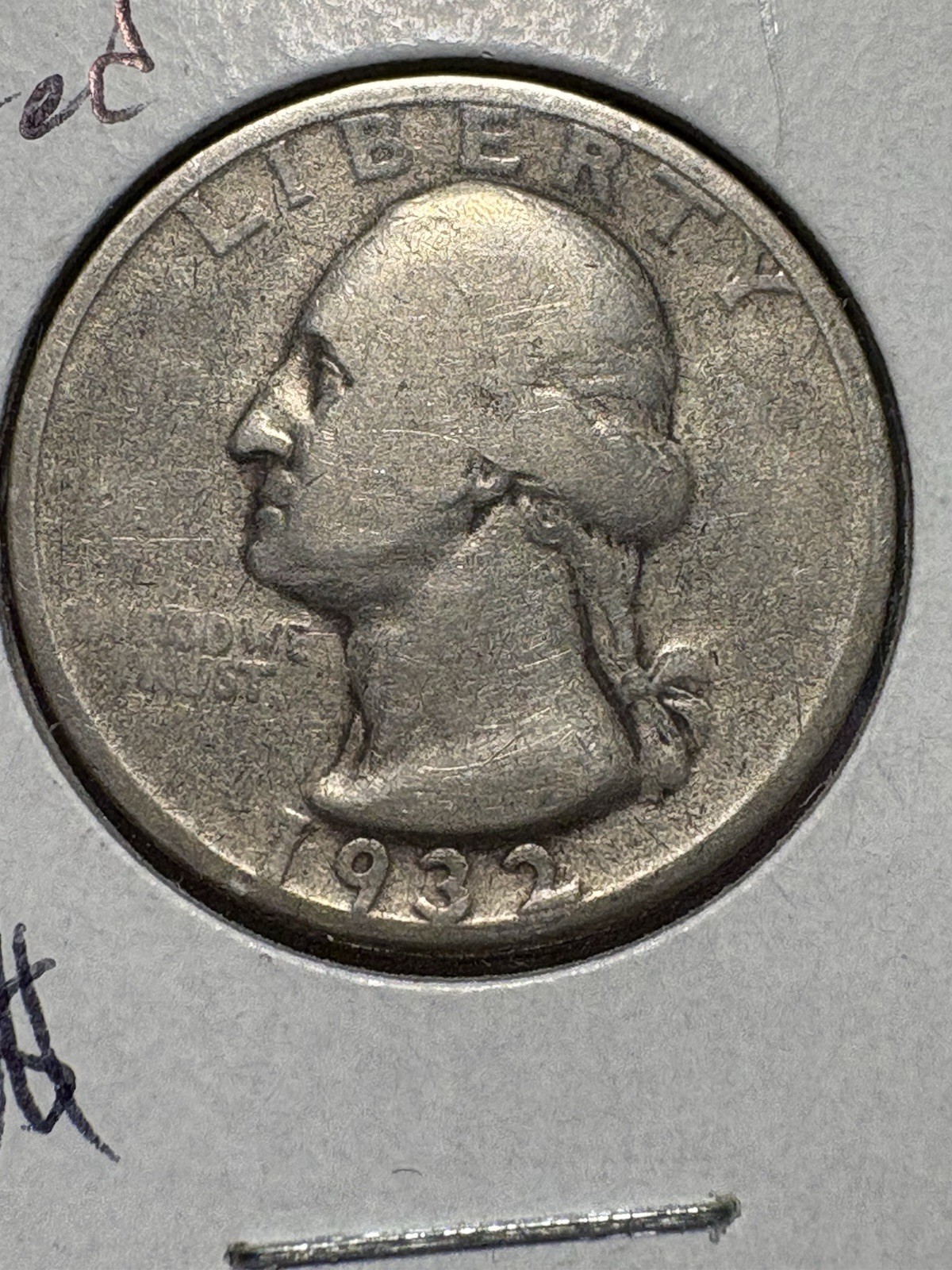 1932-S Washington Silver Quarter 25c 20% Rotated Die Error, Key Date Low Mintage