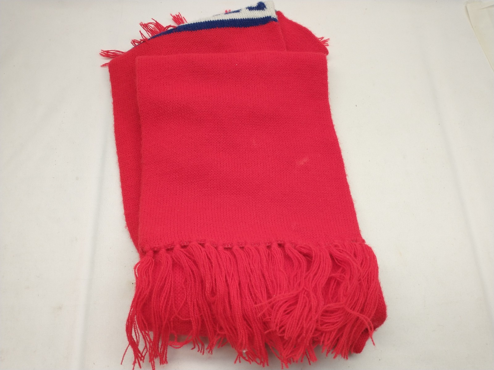 Vintage Scarf Tassels CONTAC DRUG Red White Blue Scarf WPL Promo