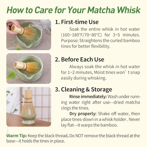 Matcha Whisk Set,5 Pcs Matcha Kit includes 18OZ Ceramic Bowl with Spout,Bamboo