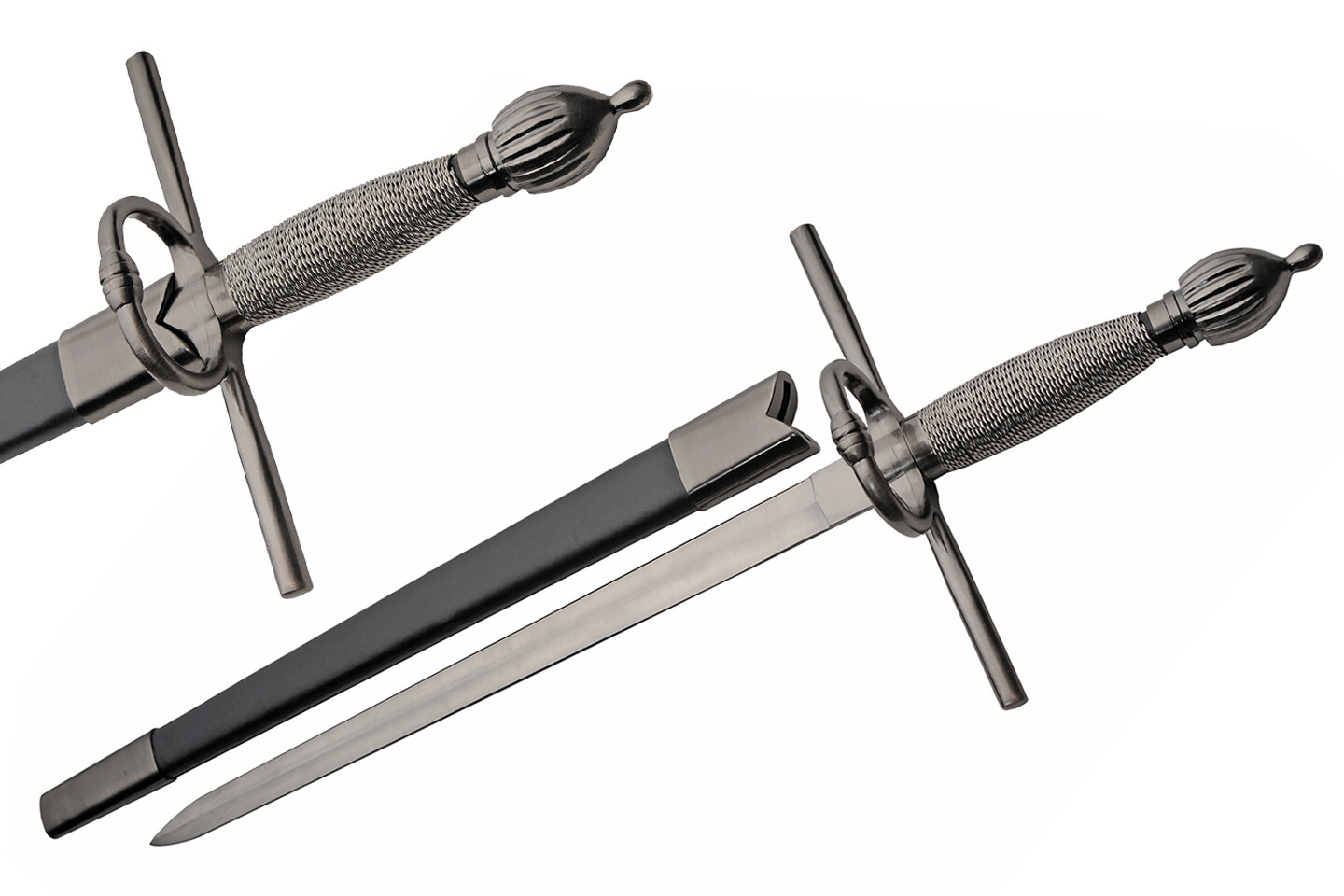 Rapier Dagger Short Sword Mirror Finish Blade 21.5 in. w/ Scabbard