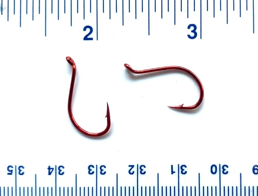 100 Danielson HCBOR Red Chrome Octopus Fish Fishing Hooks size 4 - 100 hooks