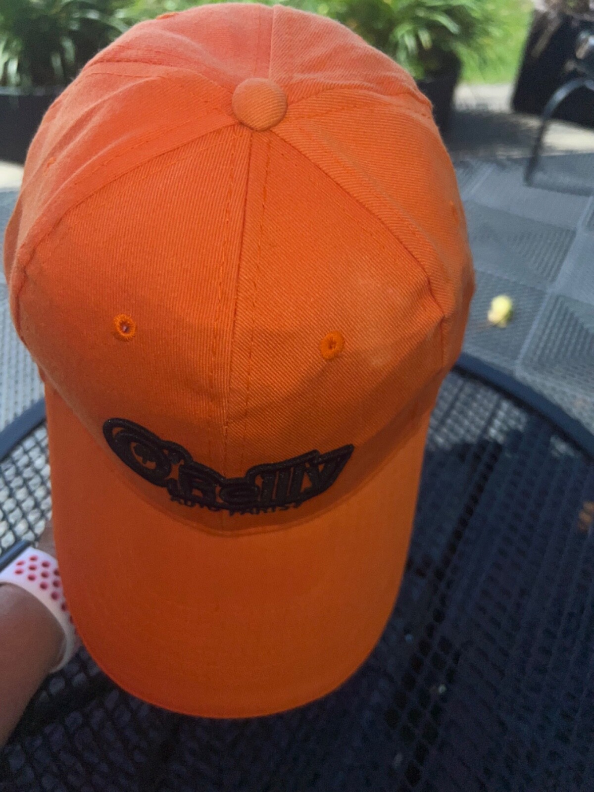 O’Reilly Auto Parts Orange w Black Hat Cap Hook Loop EUC
