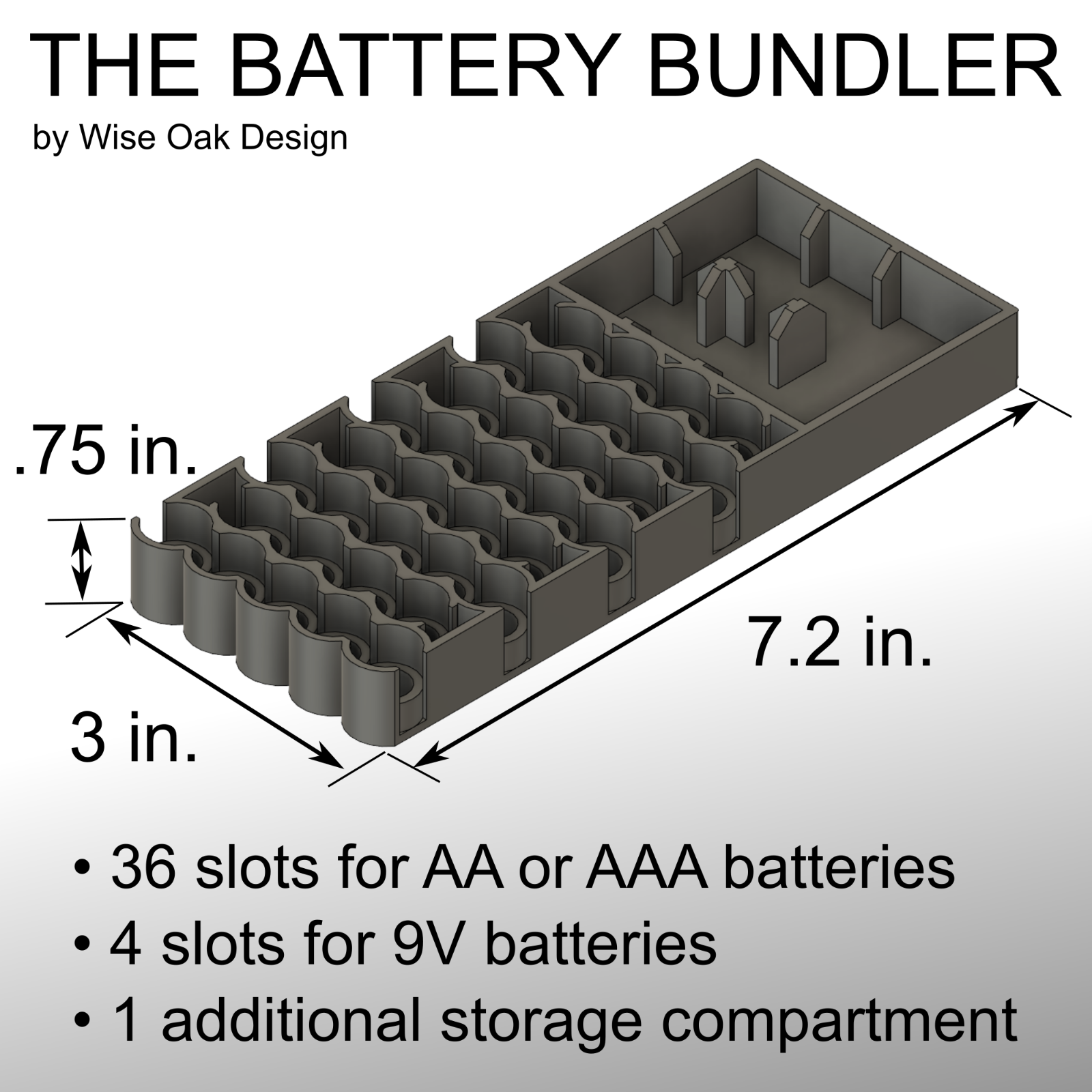Battery Storage Case | Organizer Tray Container Box Holder 40 Slots AAA AA 9V