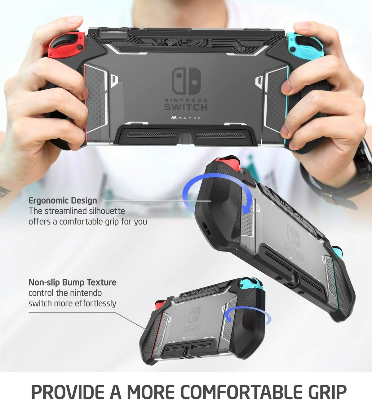 Mumba For Nintendo Switch Console Joy-Con Controller TPU Grip Case Rugged Cover