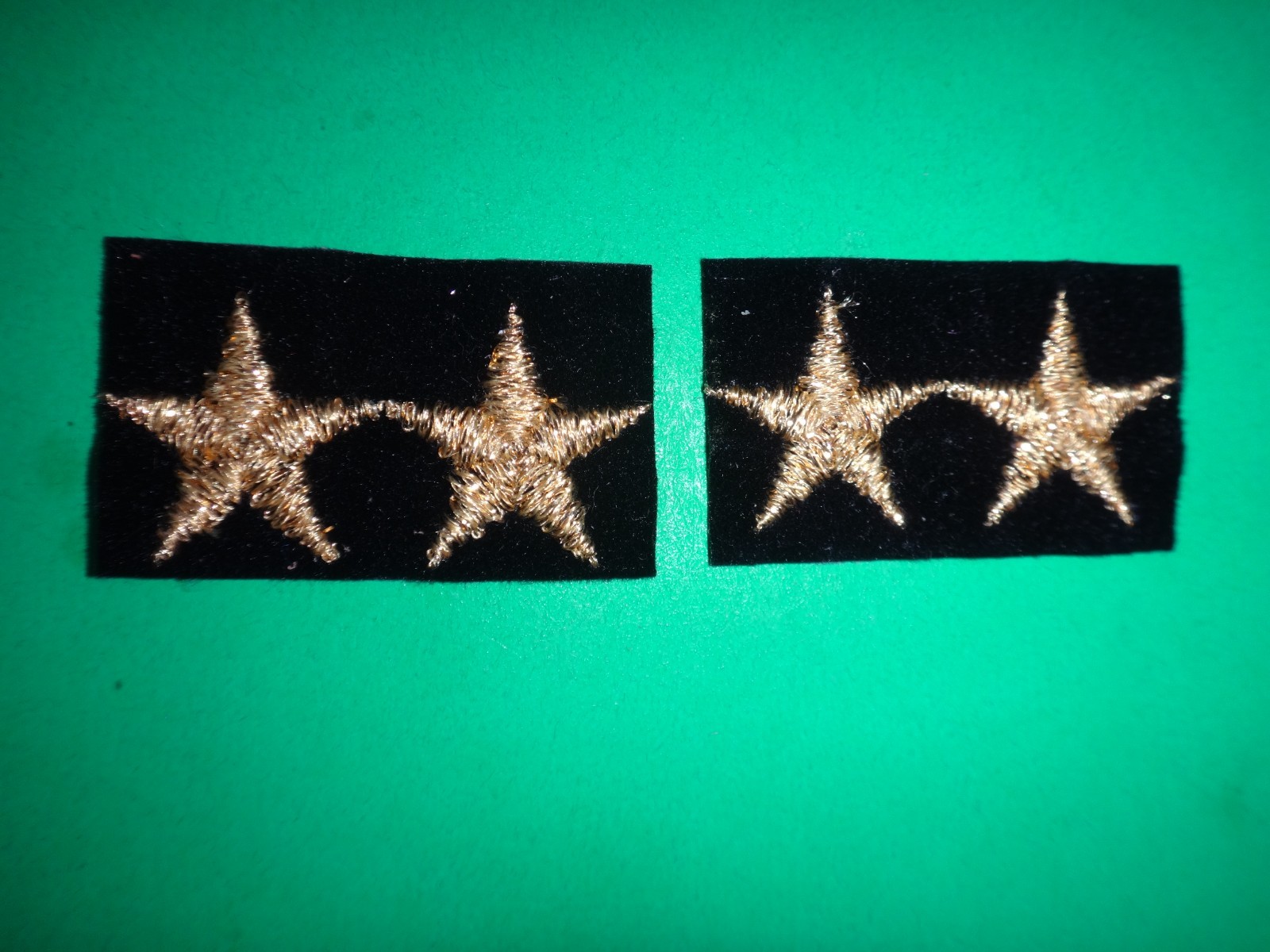 2 US Army Major GENERAL Rank Collar Devices Bullion Patches