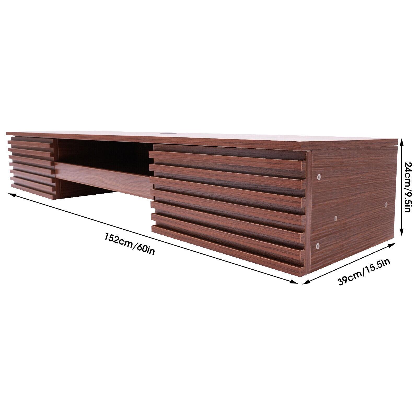 Wall-Mounted PC Wooden Table Floating Computer Desk W/ 2 Drawers 120lbs Load 60"