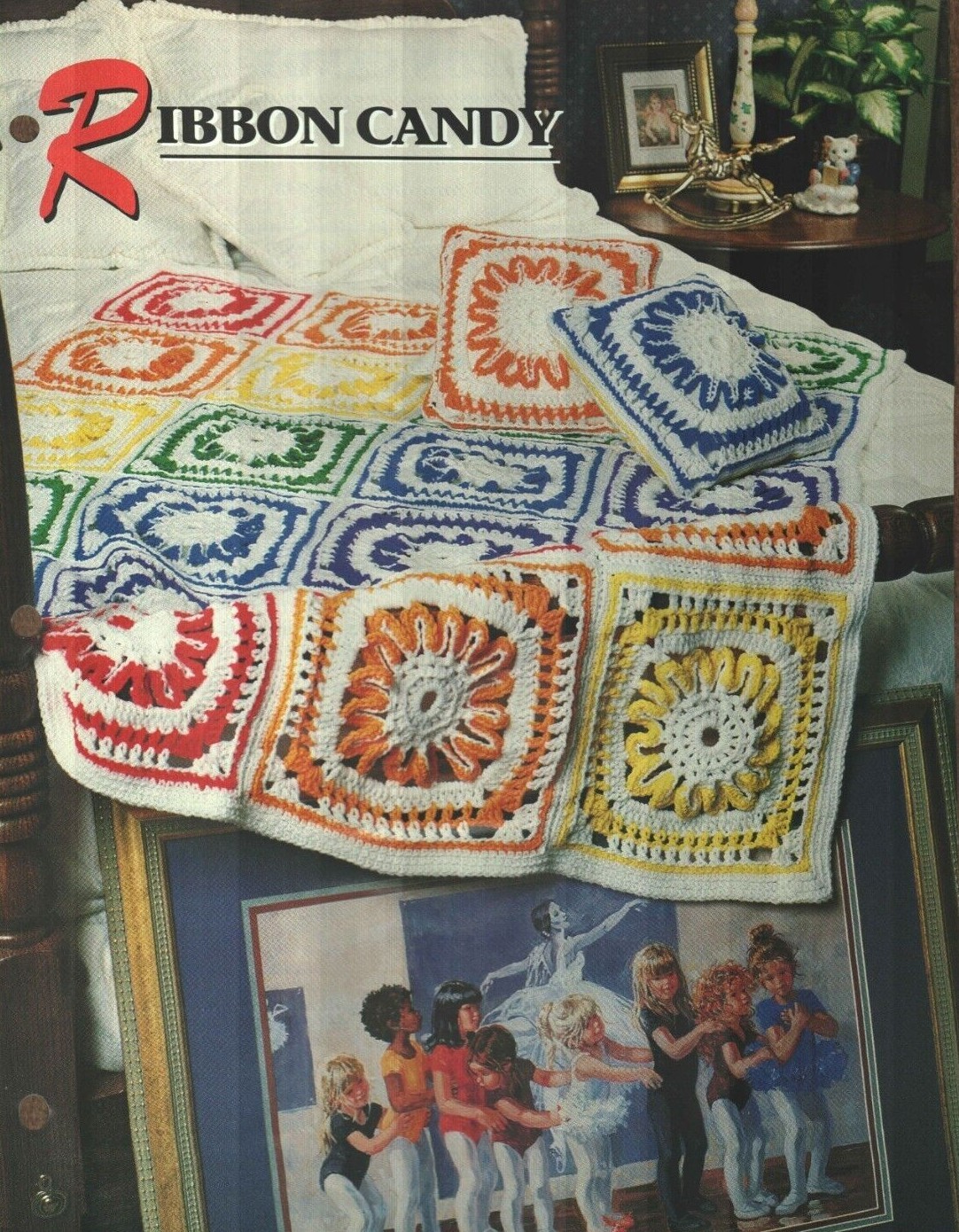 NEW RIBBON CANDY AFGHAN & PILLOW ANNIE'S CROCHET QUILT CLUB PATTERN INSTRUCTIONS