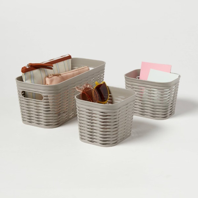 3pk Wave Assorted Decorative Basket 5L Narrow 2c