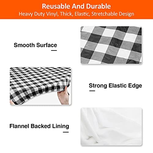 8ft Picnic Table and Bench Cover, Camping Essentials 96" Black-white Checkered