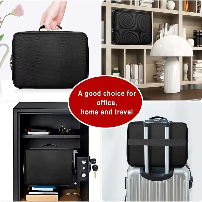 3-Layer Fireproof Document Box with Lock File Storage Box Waterproof Safe Bag US