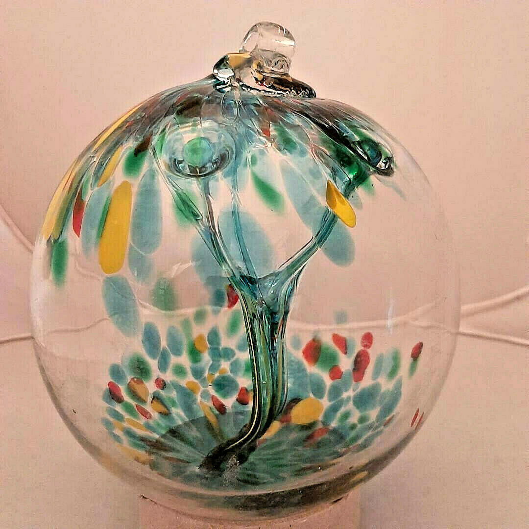Hanging Glass Ball 6" Diameter "Summer Tree" Witch Ball (1) #25 SEE ALL PHOTOS!
