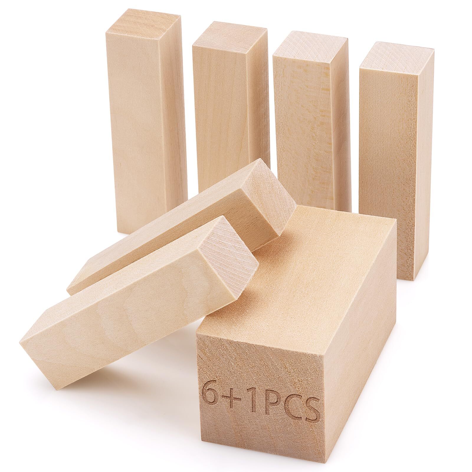 7PCS Basswood Carving Blocks 2 Size Whittling Wood Blocks Craft Carving 4x2x2