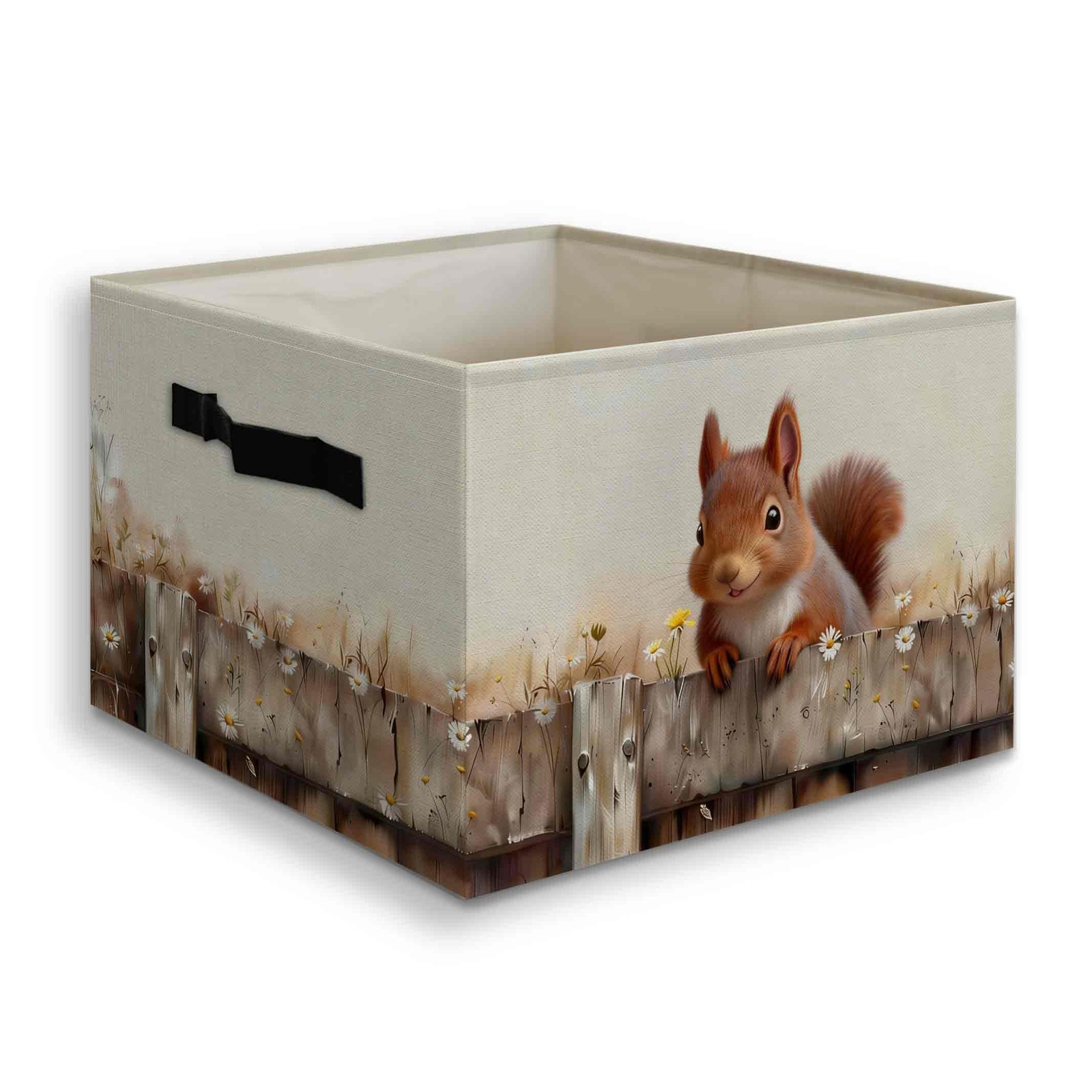 Rustic Squirrel Gifts Decor Foldable Storage Bins Box with Handles, Farmhouse...