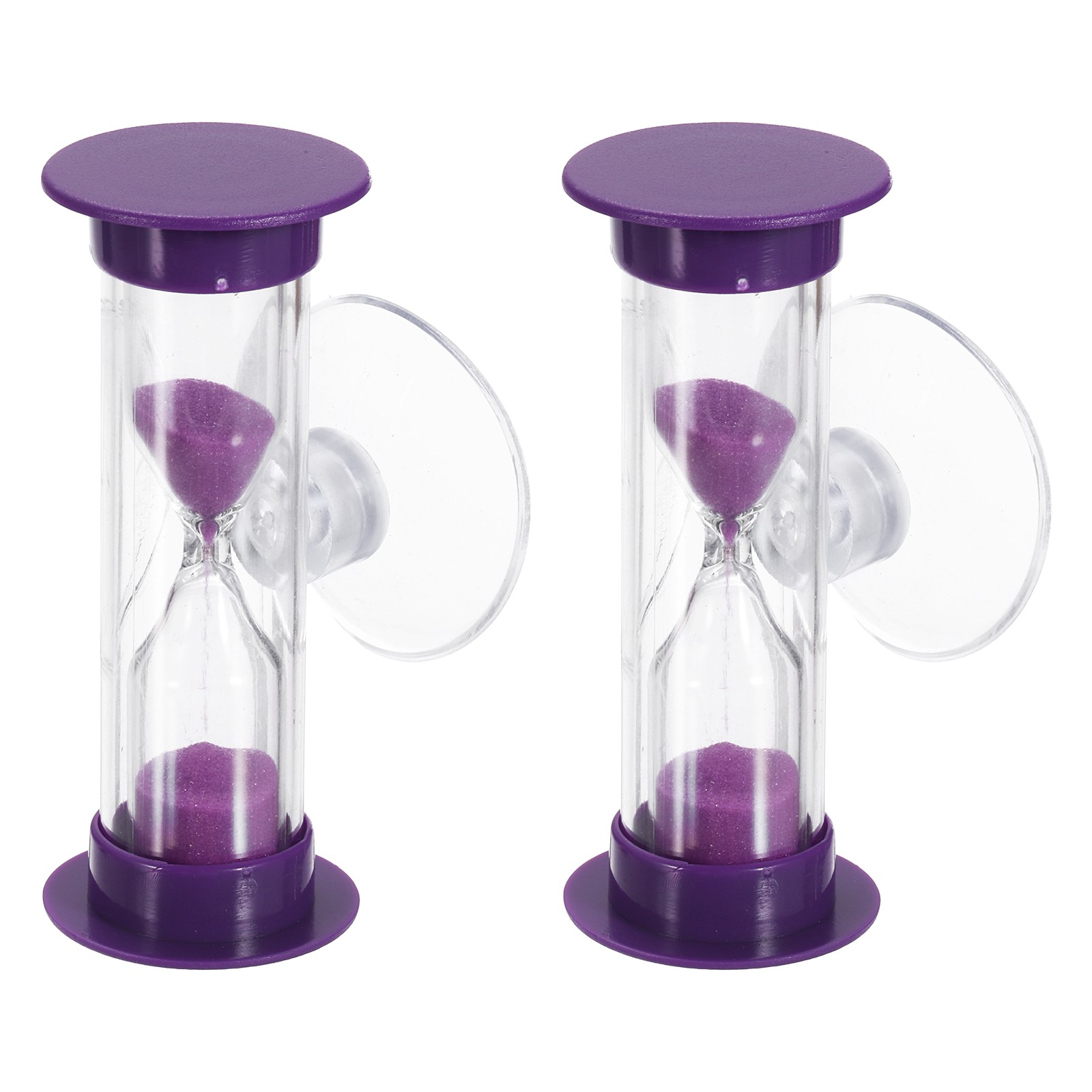 2 Minute Sand Timer 2Pcs Sandglass Timer with Transparent Suction Cup Purple