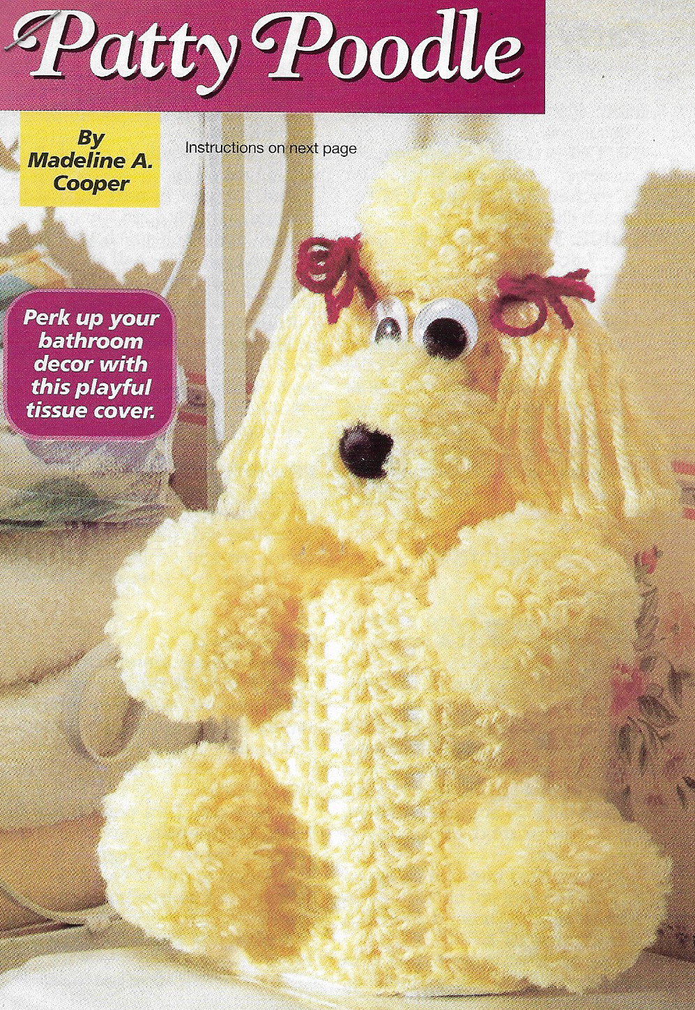 Patty Poodle Tissue Roll Cover crochet pattern instructions